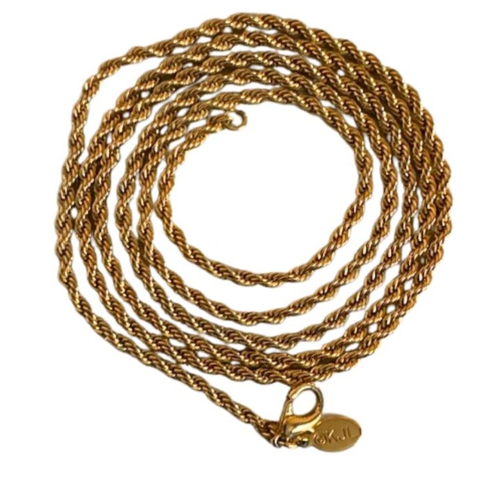 Vintage KJL Kenneth Jay Lane Woven Gold Rope 34" Chain Necklace